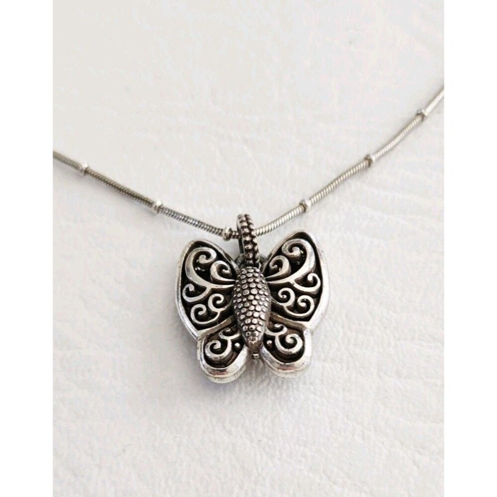 Brighton Bali ULUWATU BUTTERFLY Etched Silver Necklace